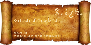 Kulich Árpád névjegykártya